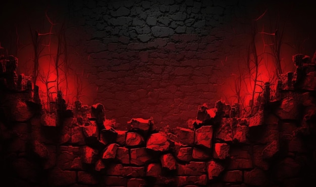 Creepy red wall background halloween background photo concept generative AI