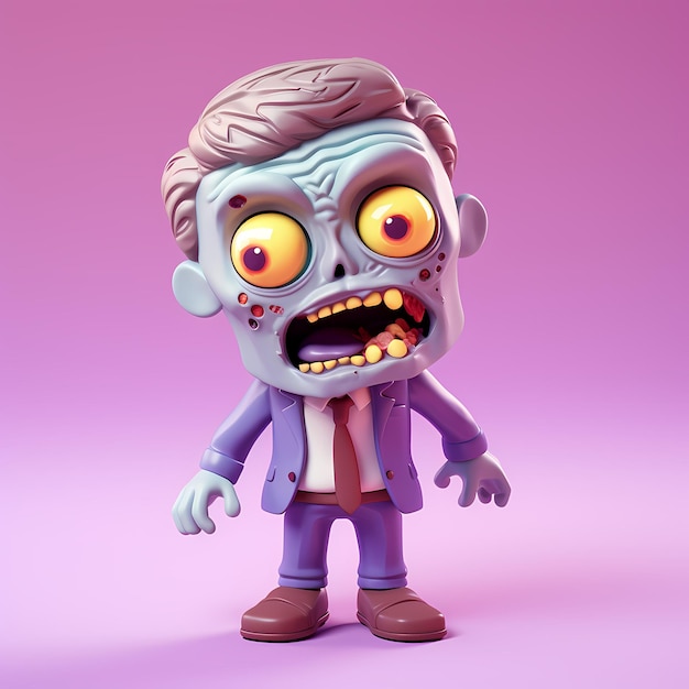 creepy zombie adorable expression 3D tiny cute emoji soft pastel colors