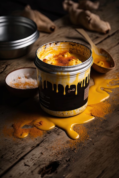 Crema Catalana Spanish Custard on a wooden kitchen top Illustration AI Generative