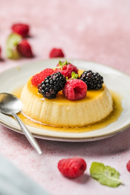 Creme caramel flan or caramel pudding is a custard dessert