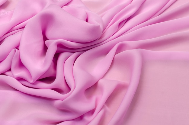 Crepe de Chine silk fabric of pink