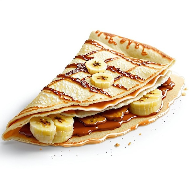 a crepe with bananas and peanut butter on top of it