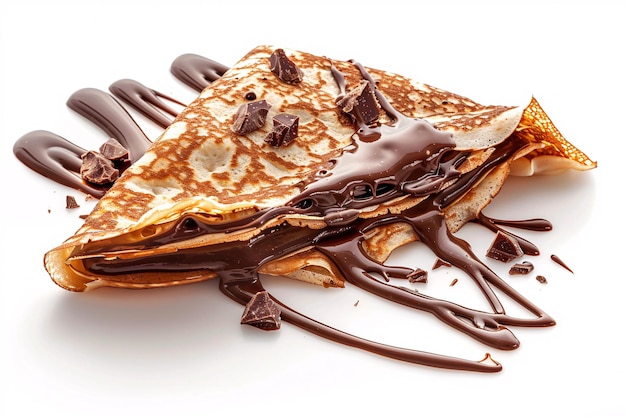 Photo a crepe with chocolate syrup on it