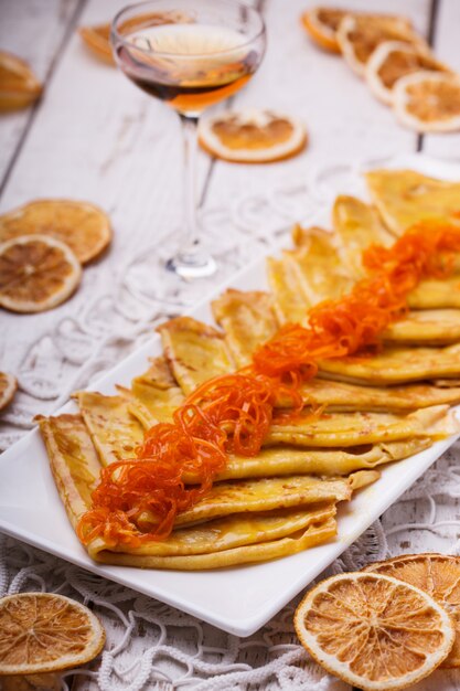 Crepes suzette , french dessert