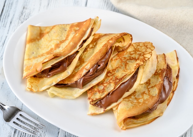 Crepes with chocolate cream