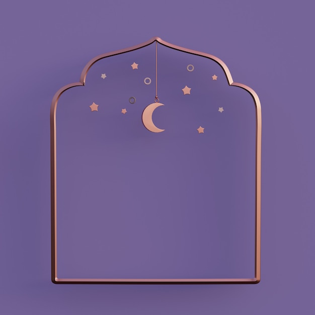 crescent moon arabic lantern ramadan kareem mawlid iftar isra miraj 3D rendering