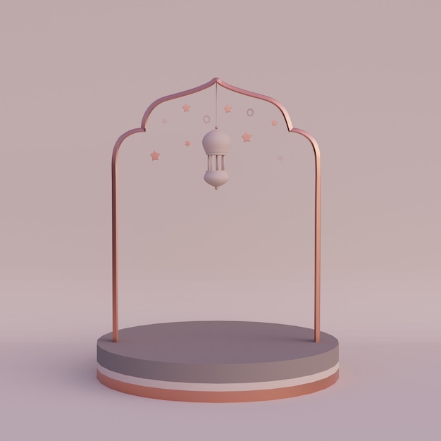 crescent moon arabic lantern ramadan kareem mawlid iftar isra miraj 3D rendering