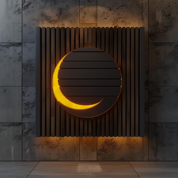 a crescent moon is glowing on a wall with a sign that says quot crescent moon quot