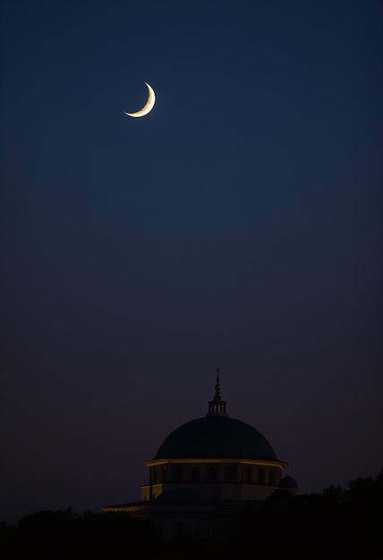 Photo a crescent moon is visible in the night sky