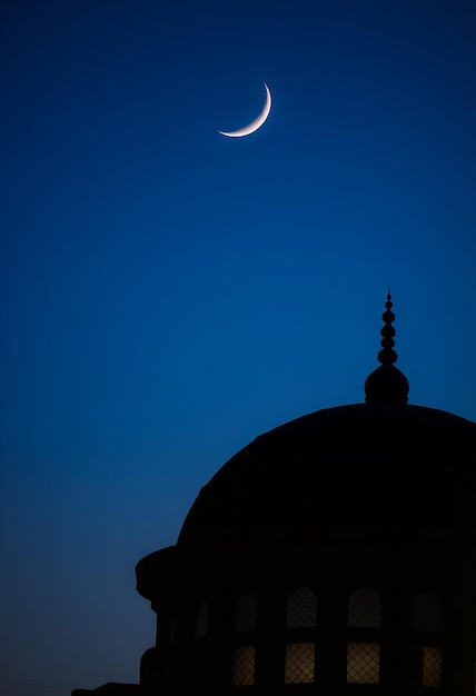 Photo a crescent moon is visible in the night sky