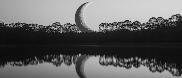 Crescent Moon Lunar Reflection Islam Religion Spiritual Symbol