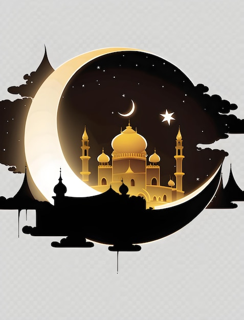 Photo crescent moon and mosque illustration