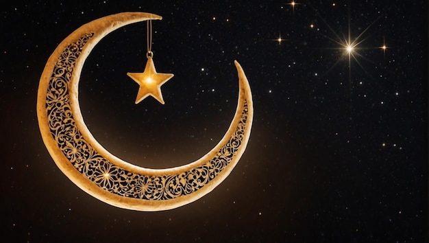 a crescent moon with a star on it