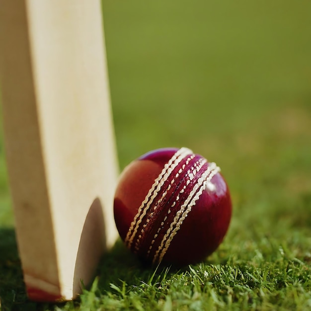 Photo cricket ball and bat