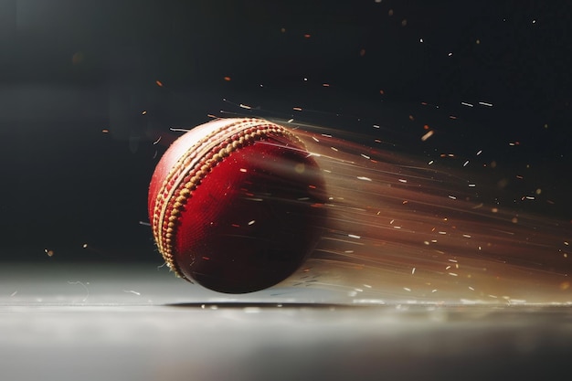 Cricket Ball in Mid air Sports with Dynamic Red cricket ball in motion Generative AI