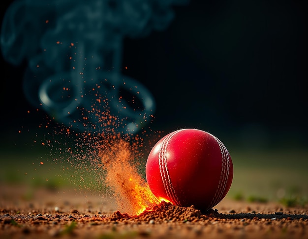 A cricket ball with rain