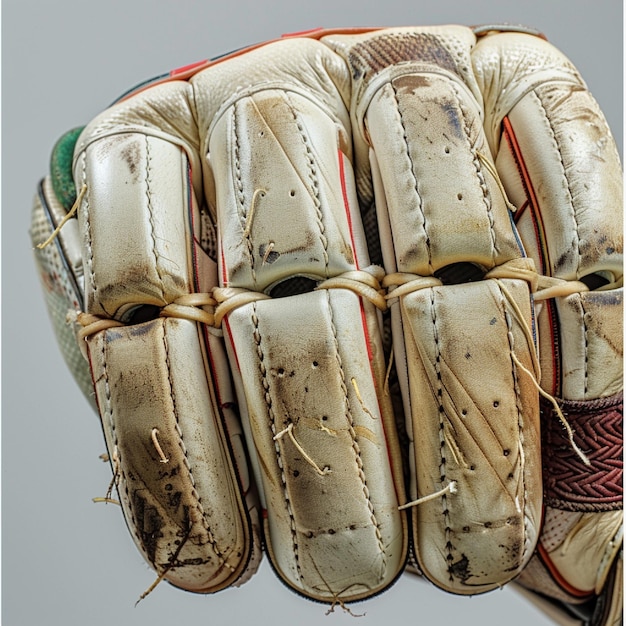 Photo cricket batting gloves and a closeup of the palm padding