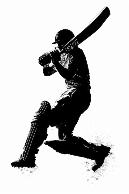 Photo cricket player silhouette sports baseball