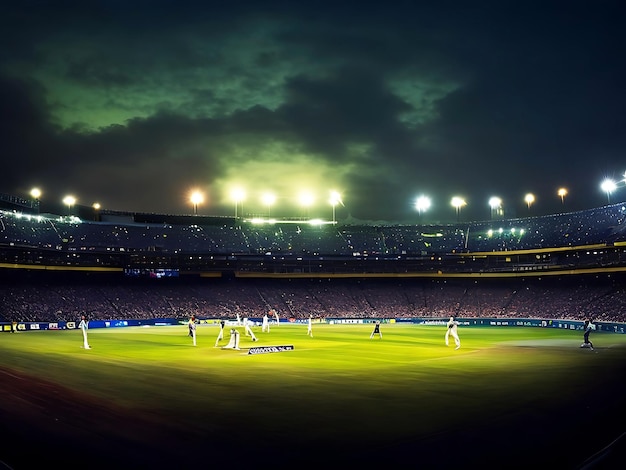 Cricket Stadium of cricket night After Winning Tournament World cup