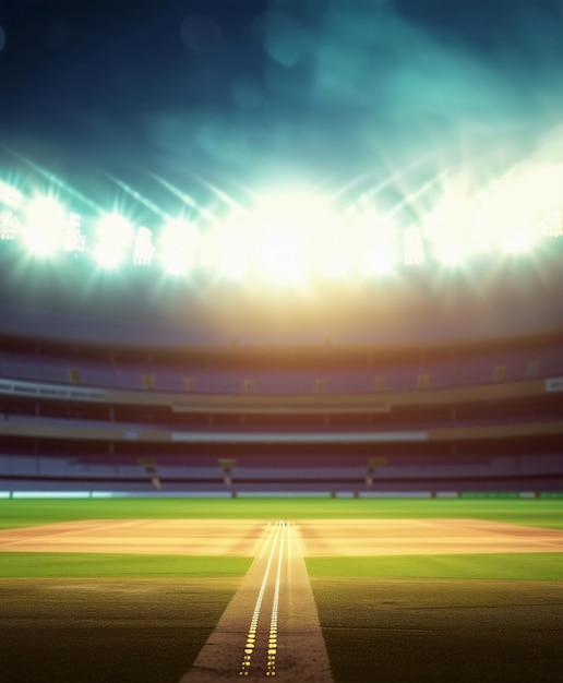 cricket stadium night with floodlight background