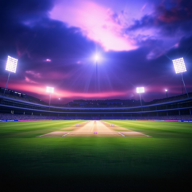 cricket stadium night with floodlight background