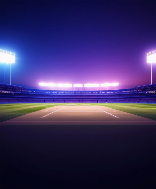 cricket stadium night with floodlight background