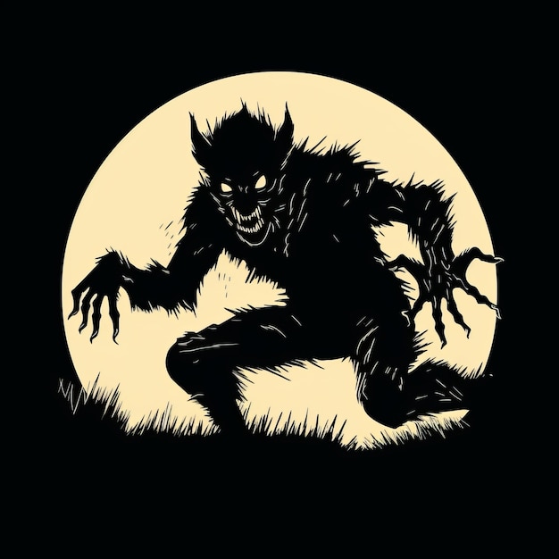 Photo cricket stencil werewolf silhouette for easy carving and wood block printing