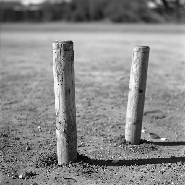 Photo cricket stumps on a practice field