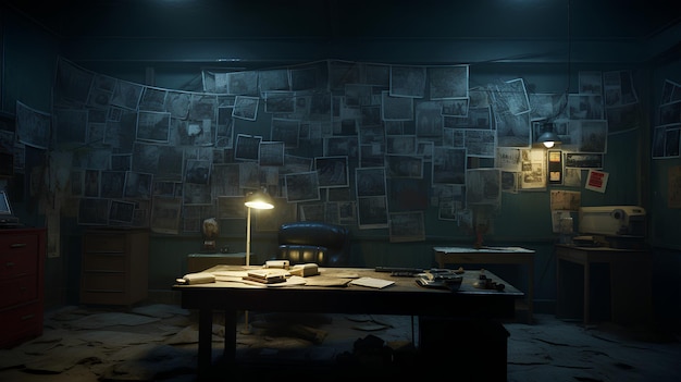 Crime Board in a Room Cinematic Movie Scene