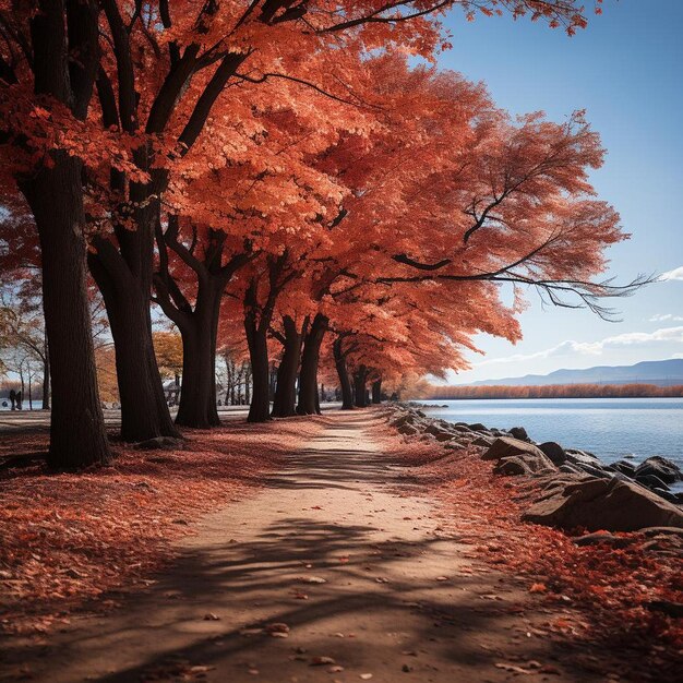 Crimson Canopy Autumn Landscape Photo