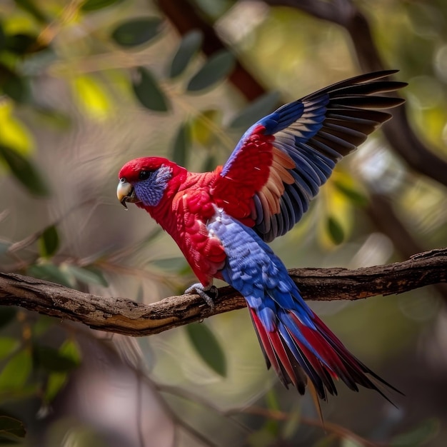 Crimson Rosella Displaying Vibrant Colors