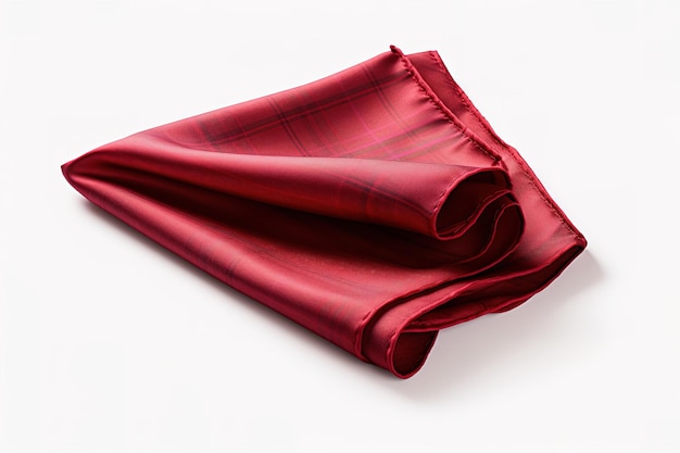 Photo a crimson silk pocket square resting elegantly on a clear png or white background