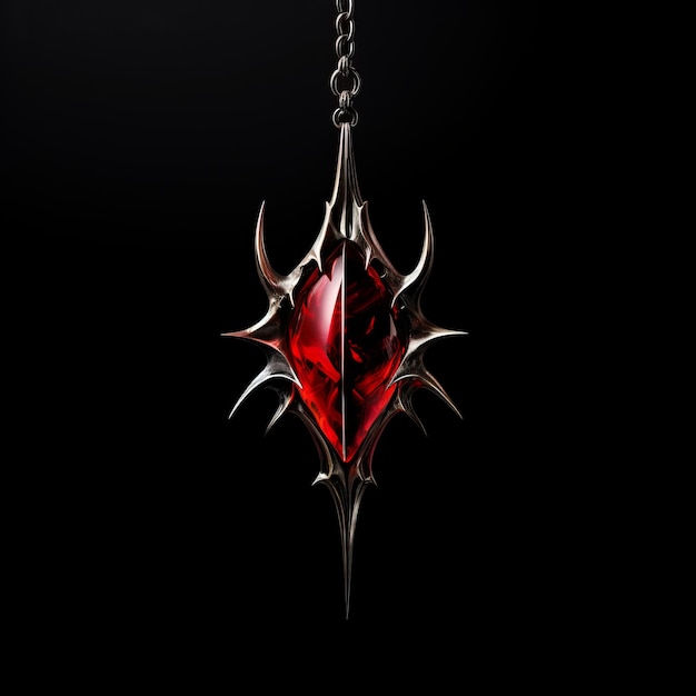 Crimson Thorn A Captivating Gemstone Pendant on a Dark Canvas