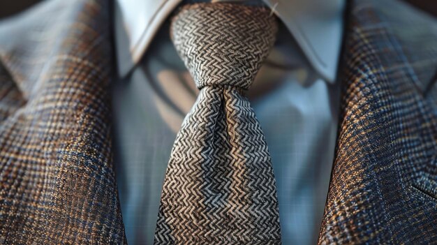 Photo a crimson tie against a grey suit a closeup of professional attire