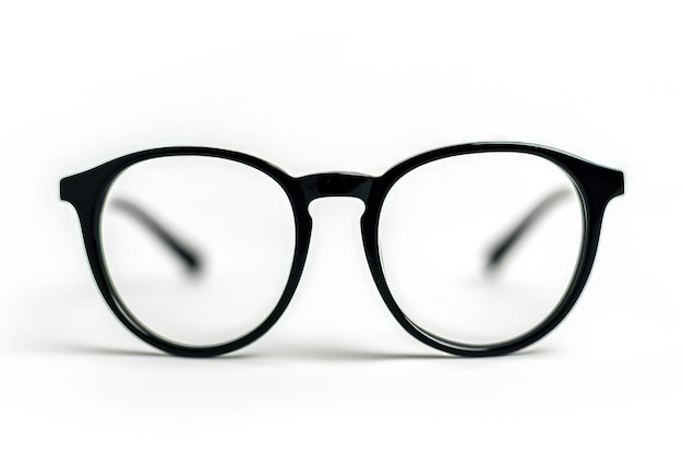 Crisp Clear Depiction of Black Eyeglasses on White