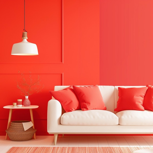 Crisp and Vibrant Coral Solid Color Background for a Living Room