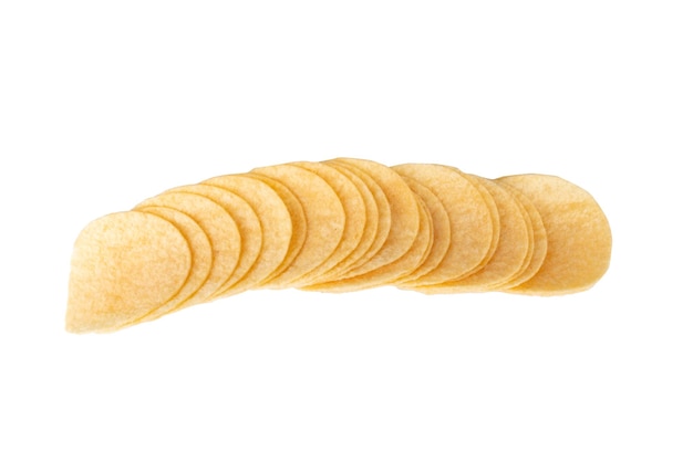 Crisps fast food heap tasty isolated on white background