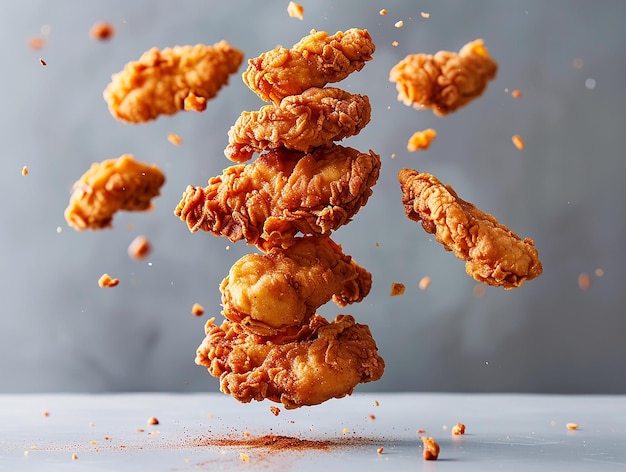 Photo crispy chicken tenders tower 3d icon highresolution portrait