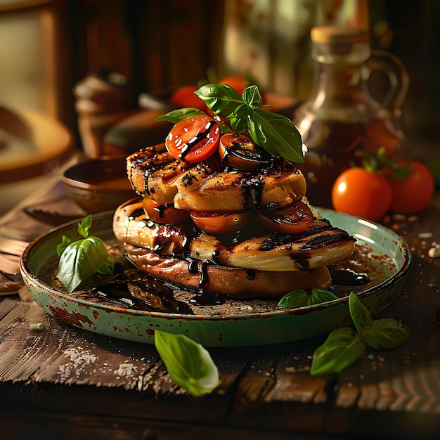 Crispy and colorful Grilled Chicken Sandwich with vegetables