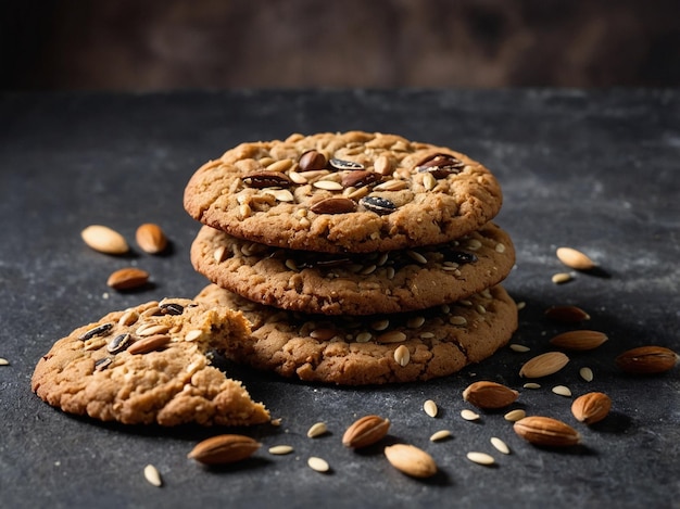 Crispy cookies made from whole wheat flour with flax and sunflower seeds