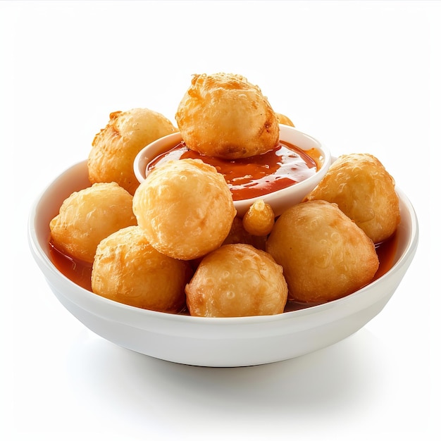 Photo crispy deep fried dough balls isolated on white background