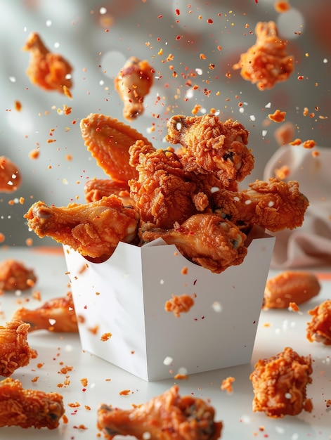 Photo crispy and delicious fried chicken food poster wallpaper and plain background generate ai