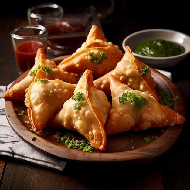 Crispy Delight Enjoying DeepFried Samosas with Flavorful Fillings