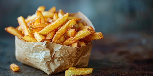 Crispy Delights Brown Bag Overflowing With French Fries