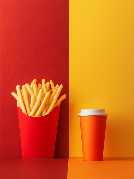 Crispy French Fries with Refreshing Drink Classic Fast Food Combo