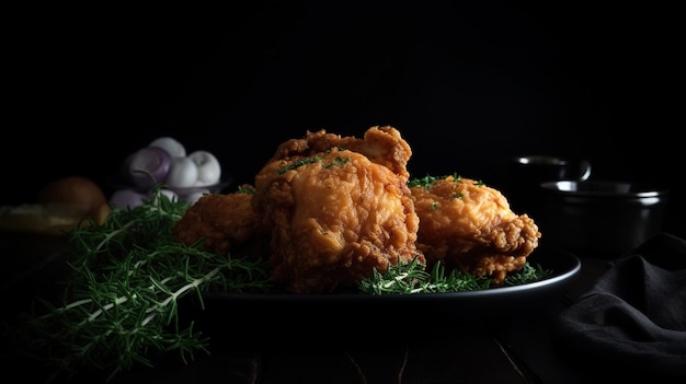 Crispy Fried Chicken in Dark Mode A Captivating Fusion of Flavor and Aesthetics