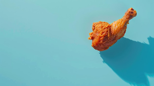 Photo crispy fried chicken drumstick on blue background