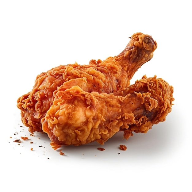 Crispy Fried Chicken on white Background AI