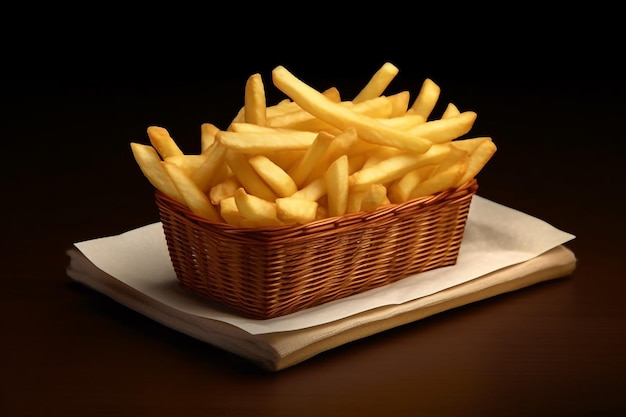 Crispy and golden french fries served in a basket or on a plate