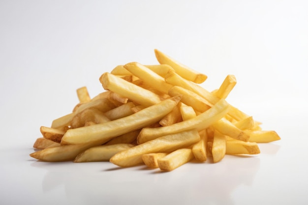 Crispy Golden French Fries on White Background